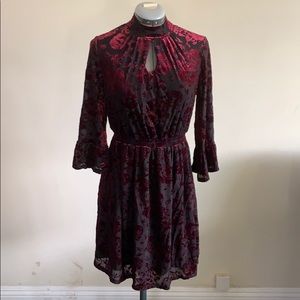 Burgundy & black burnt velvet dress by ModCloth.